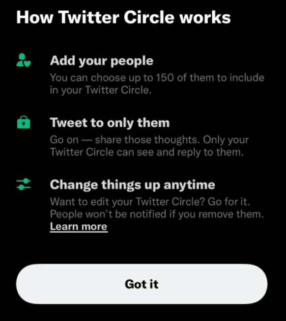 ما هي دائرة تويتر الخاصة للأصدقاء ?