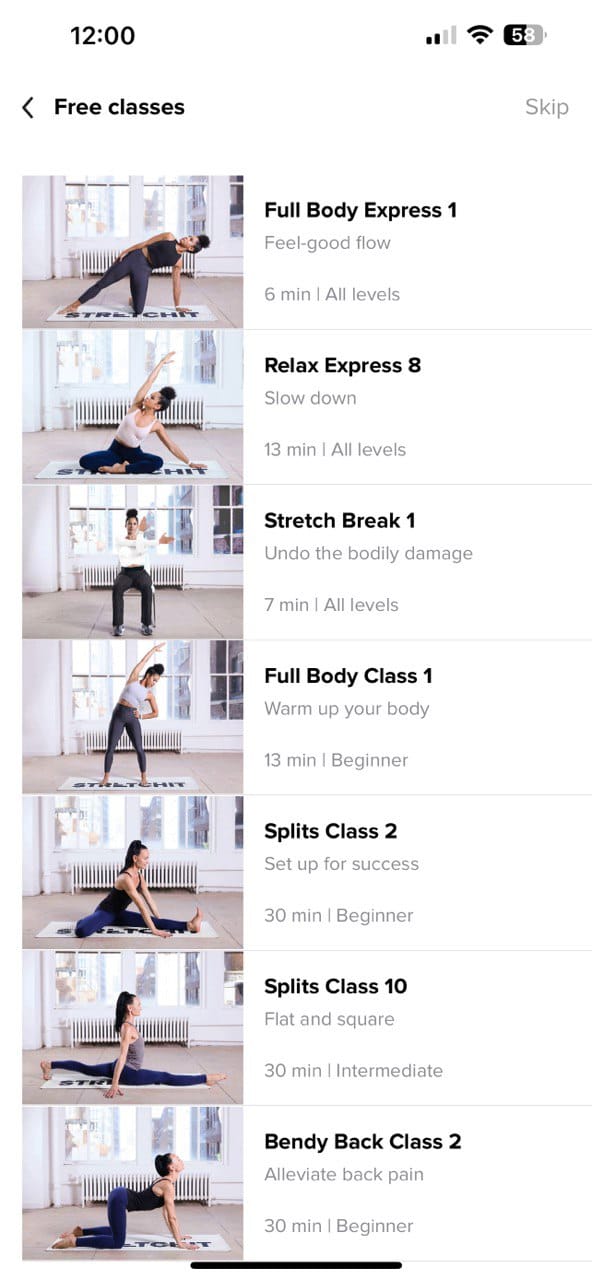 برنامج Stretchit الصحة واللياقة على الآيفون