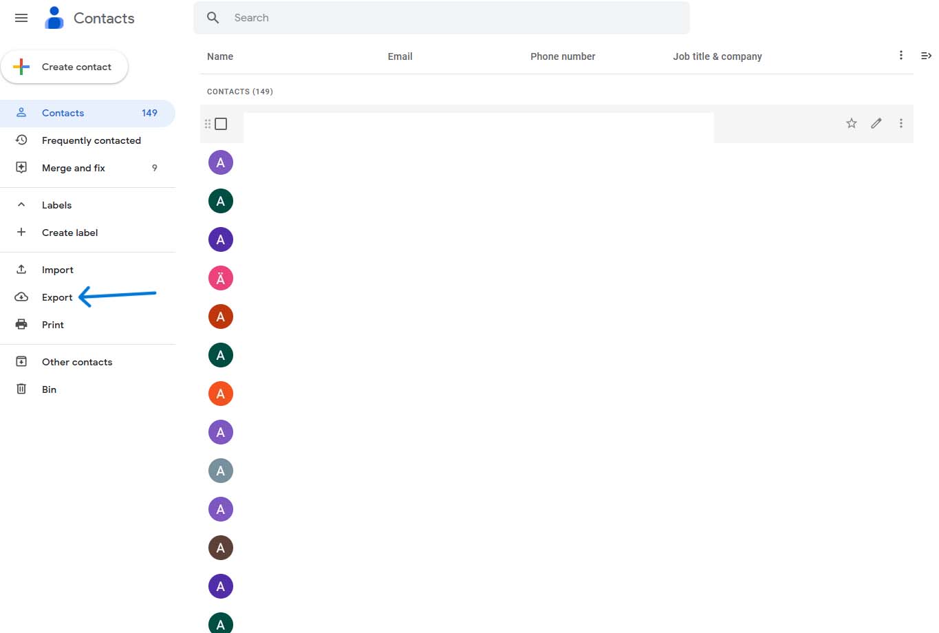Export google contact 1
