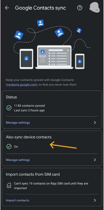 Google Contacts sync