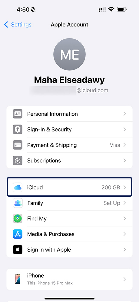 اعدادات الايكلاود عبر iOS18