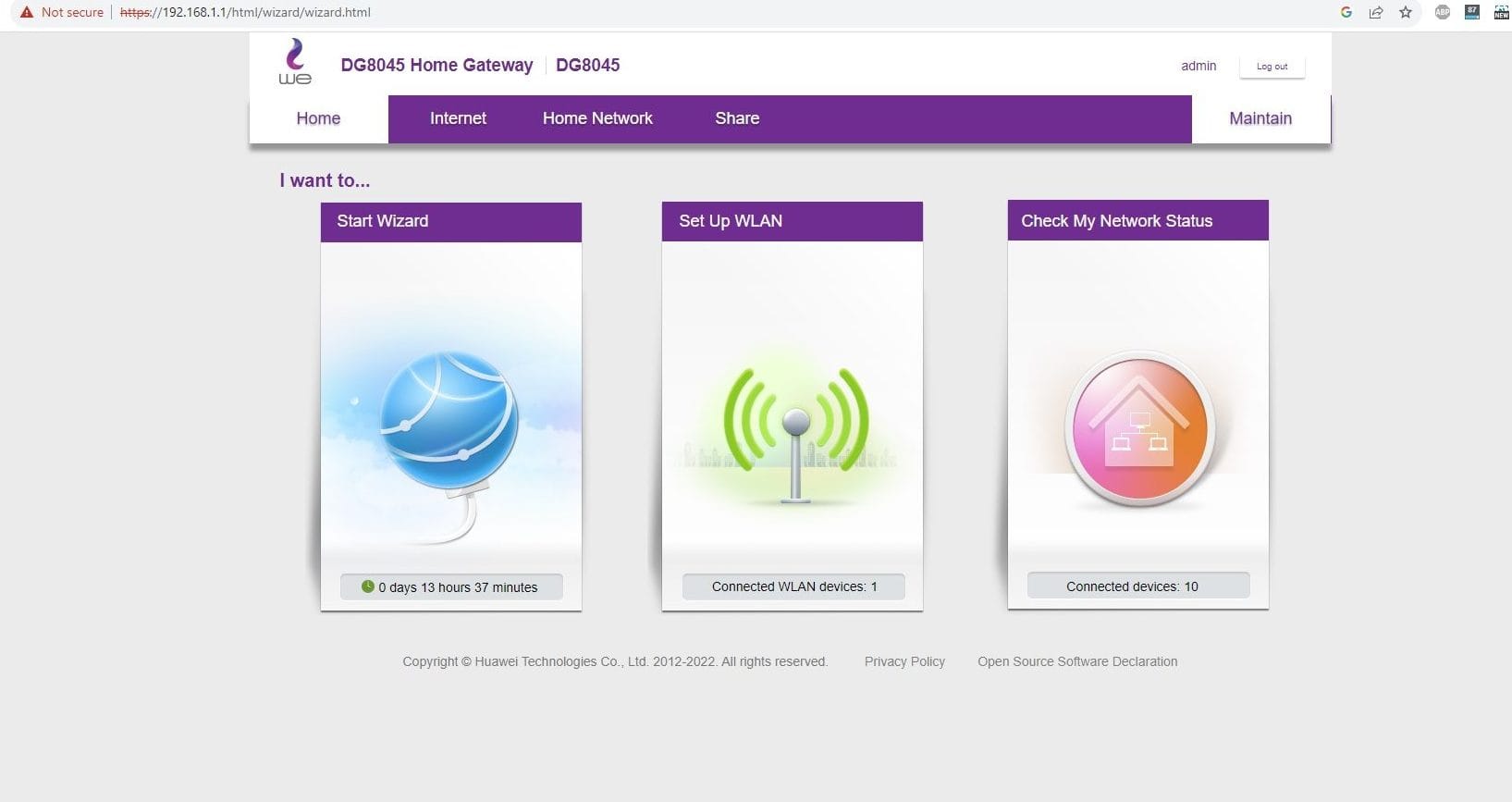 رابط صفحة الروتر الرئيسية