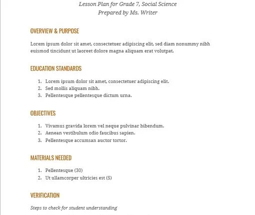 لقطة شاشة توضح شكل قالب الخطة الدراسية الجاهز في قوقل Docs