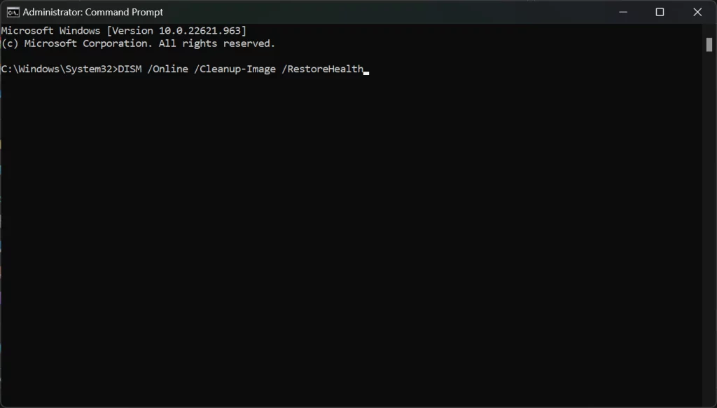 إجراء فحص DISM