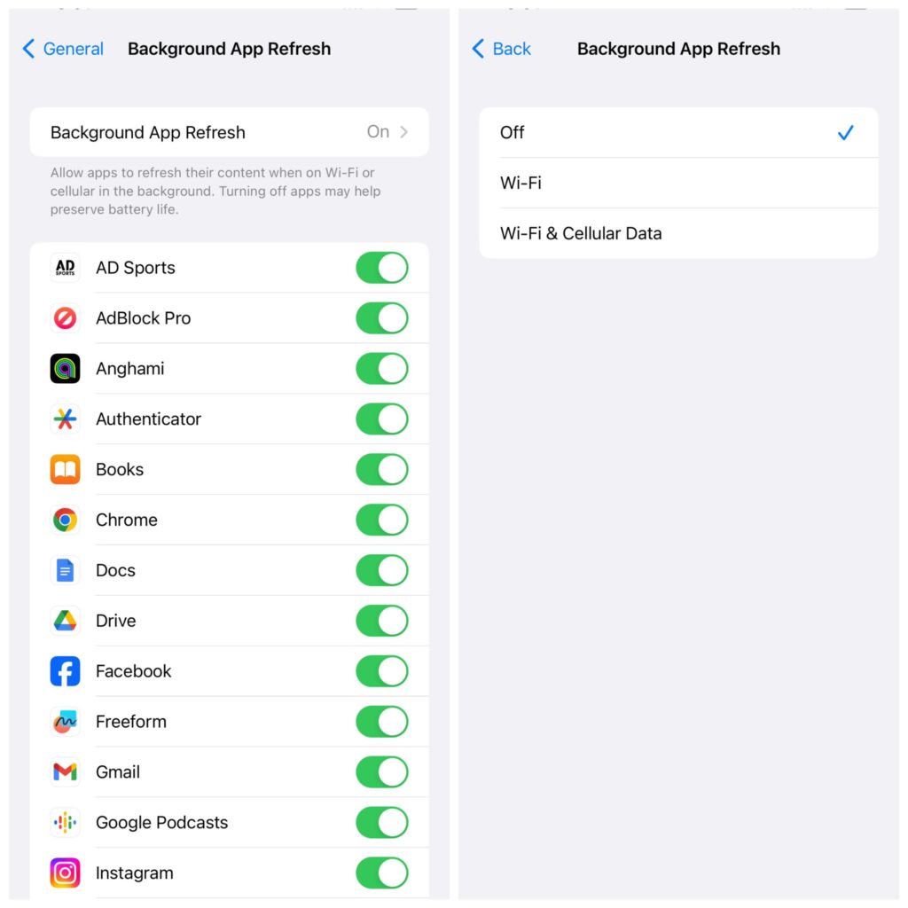 إيقاف تحديث التطبيقات في الخلفية