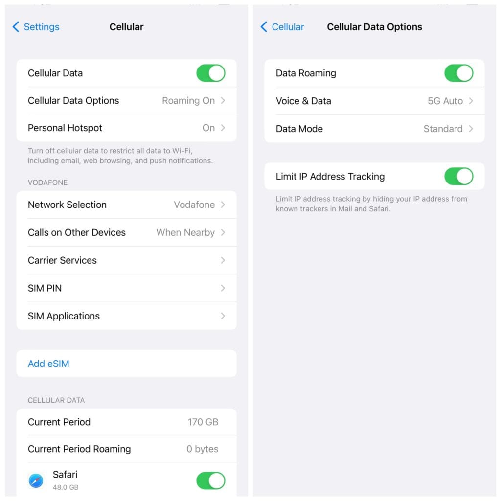 وضع البيانات المنخفضة لتقليل استهلاكها على الايفون