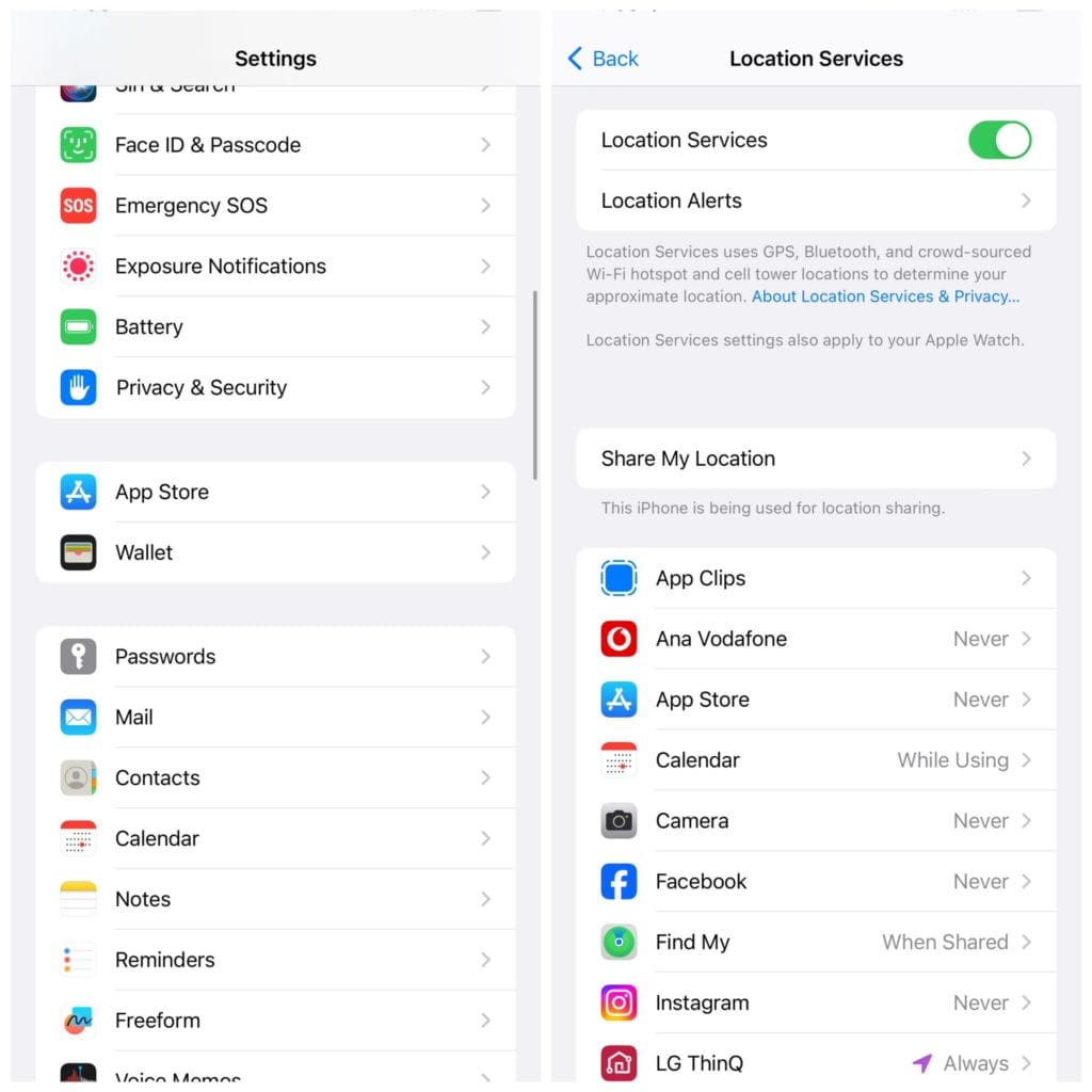 تعطيل خدمات الموقع الغير ضرورية