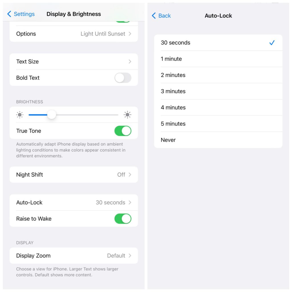 خفض مهلة القفل التلقائي للشاشة