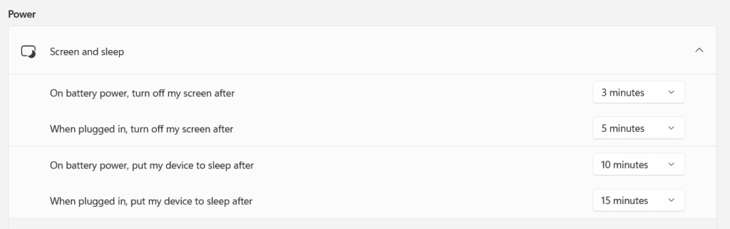 إعدادات الشاشة والسكون لتوفير طاقة بطارية اللابتوب