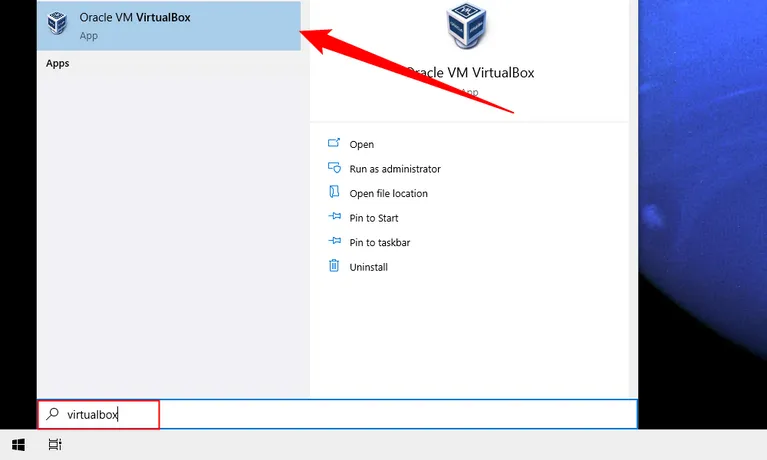 فتح VirtualBox