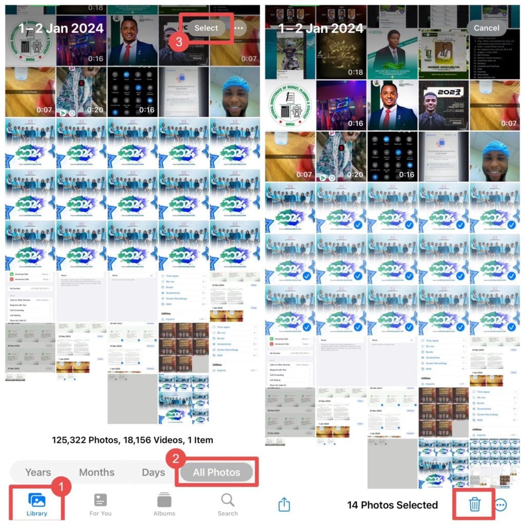 حذف صور ايفون المكررة يدويًا
