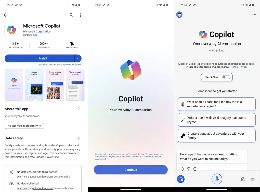 تطبيق Copilot على الأندرويد