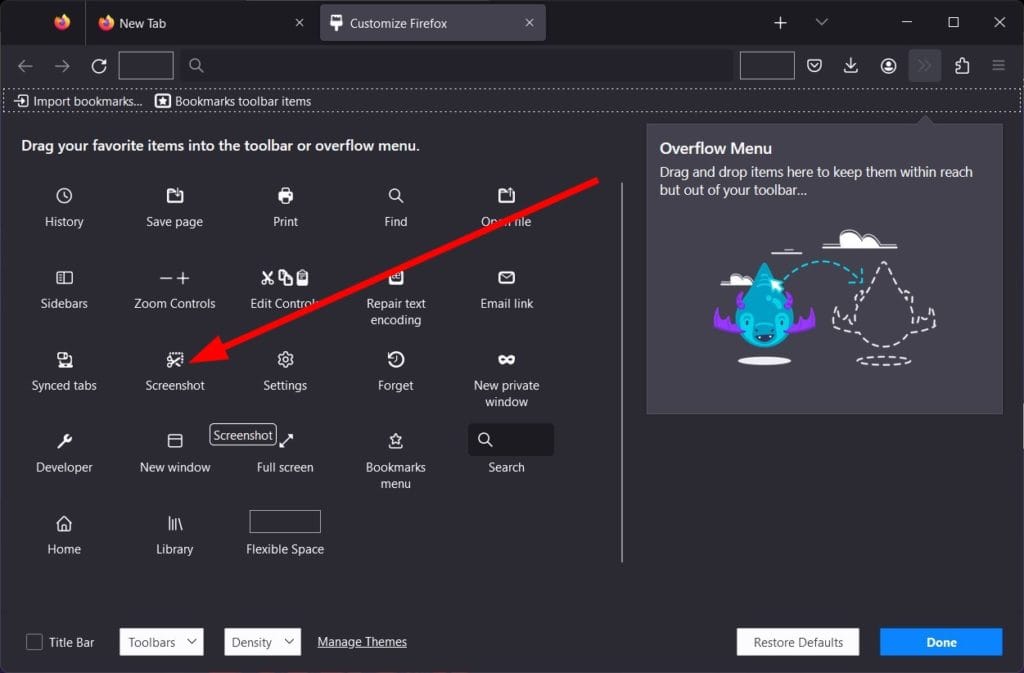 أداة مدمجة في متصفح فايرفوكس لتصوير لقطة شاشة قابلة للتمرير