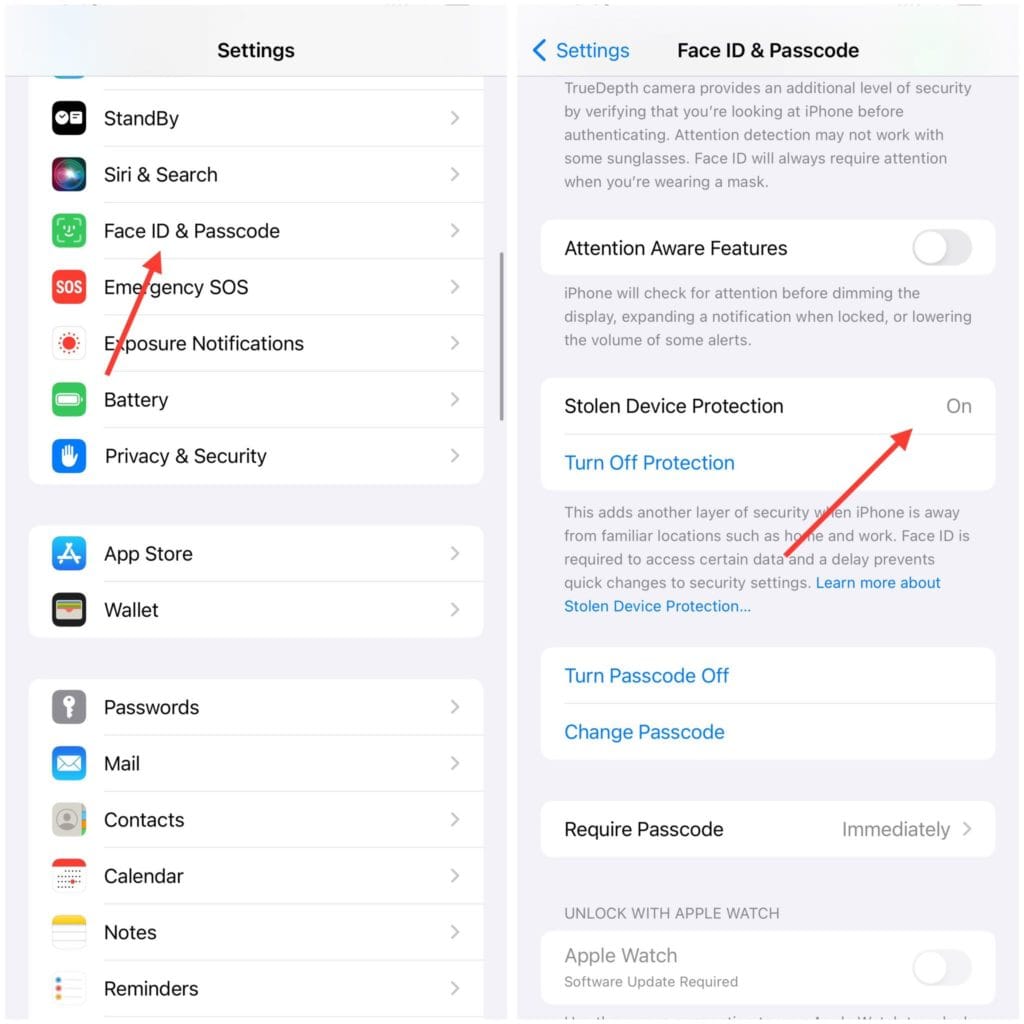 كيفية تمكين حماية الأجهزة المسروقة للايفون