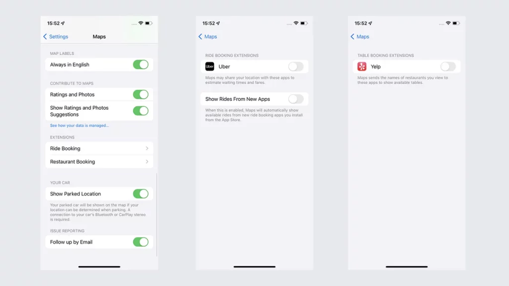 تكامل خرائط ابل مع التطبيقات الأخرى