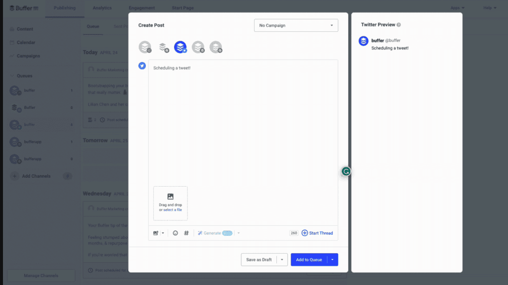 كيفية جدولة التغريدات في تويتر X باستخدام أداة Buffer