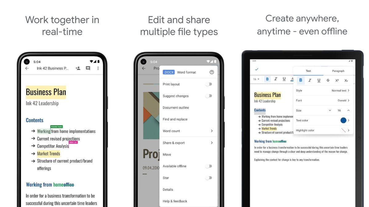 تطبيق Google Docs