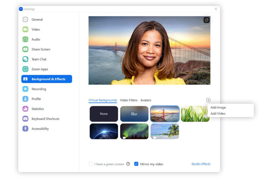 تأثيرات زووم المختلفة للاختيار من بينها