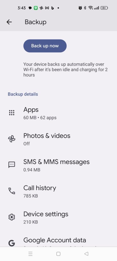 نسخ احتياطي يدوي اندرويد