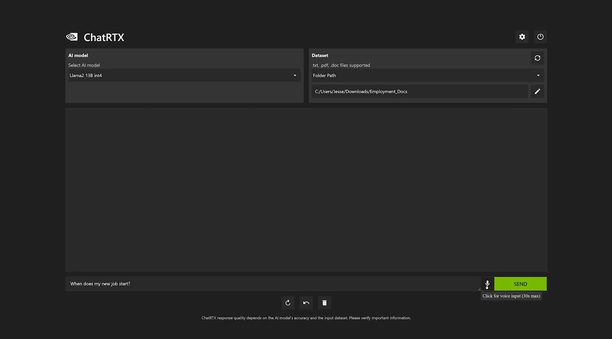 التحدث بصوتك مع ChatRTX