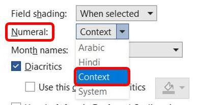 "Context" لتحويل الارقام من الانكليزي الى العربي