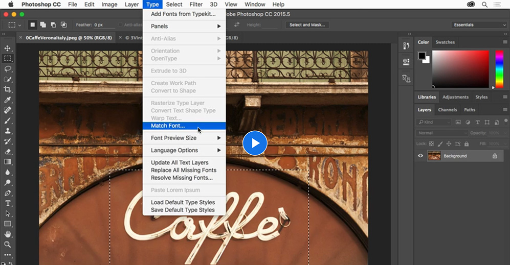 معرفة اسم الخط من الفوتوشوب