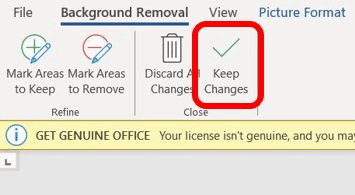 الاحتفاظ بالتغييرات (Keep Changes)