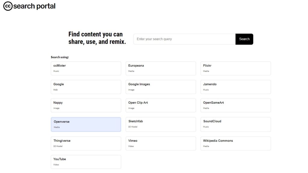 محرك بحث للمحتوى CC Search