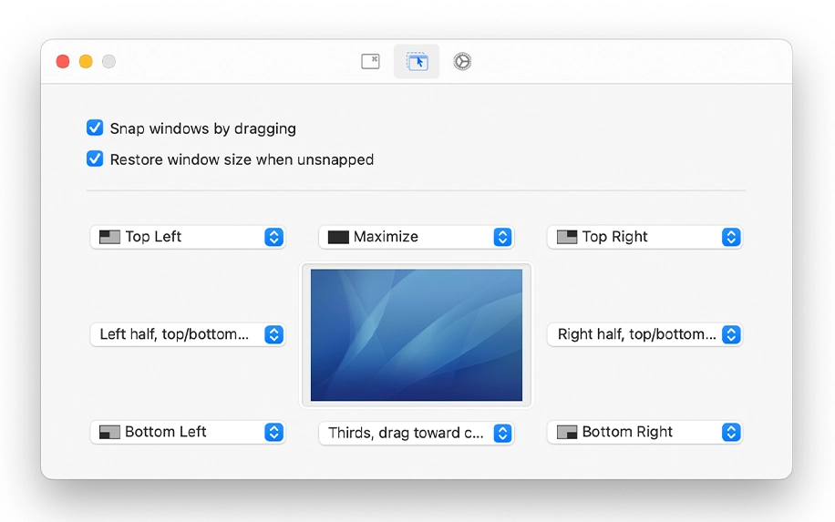 برنامج Rectangle للماك