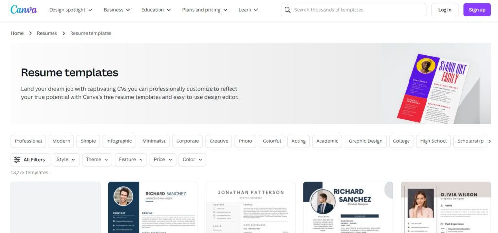 خدمة Canva لعمل سي في