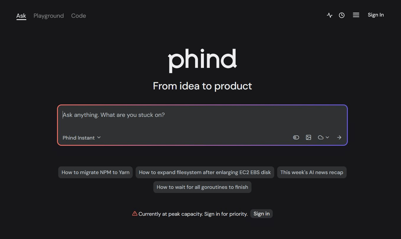 phind محرك بحث