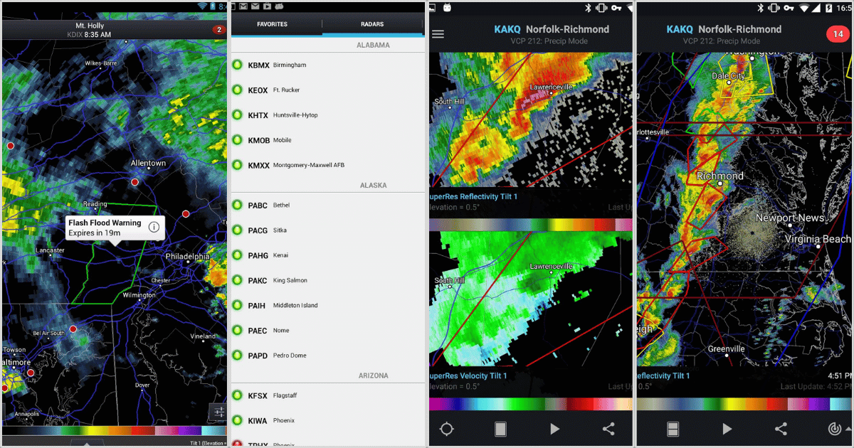 افضل تطبيقات الطقس المدفوعة RadarScope