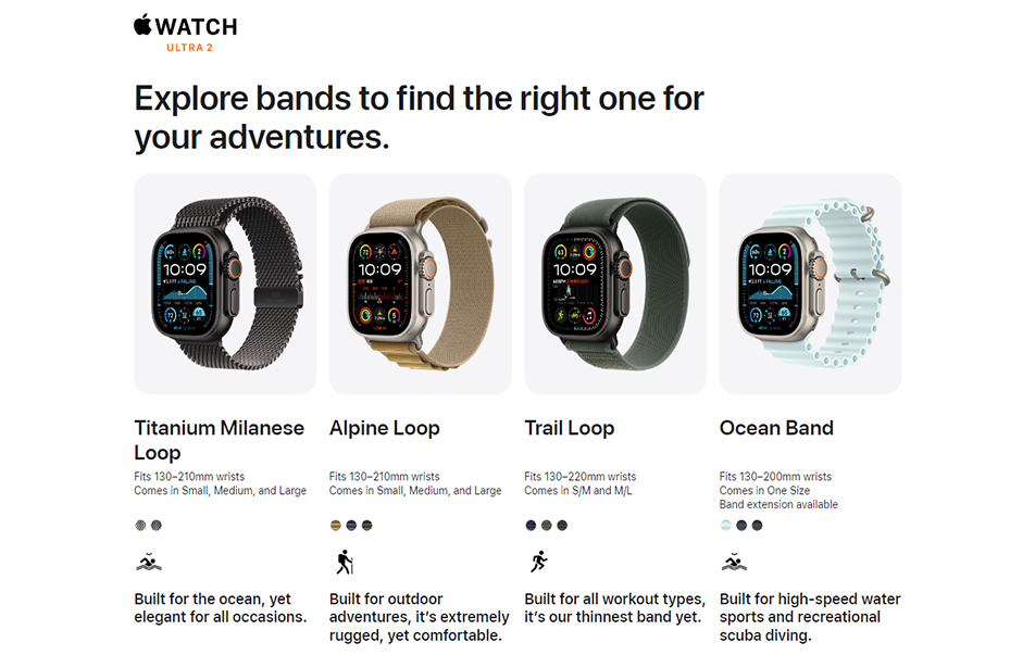 اختيار حزام Watch ultra 2 المناسب
