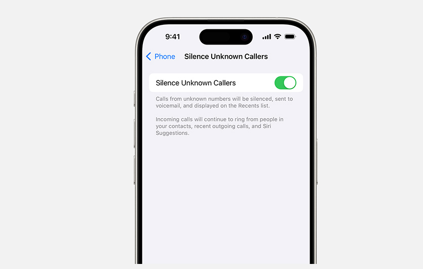 ميزة إسكات المتصلين غير المعروفين ايفون