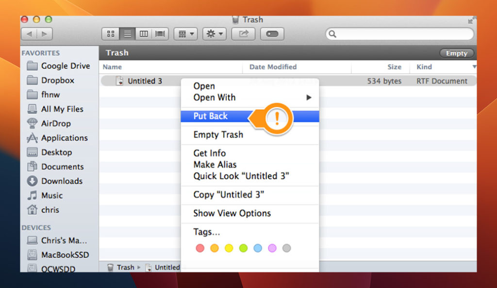 استعادة الصور المحذوفة من سلة مهملات ماك بوك