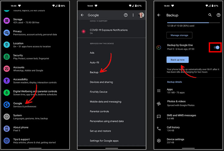النسخ الاحتياطي لنقل البيانات من هاتف أندرويد القديم