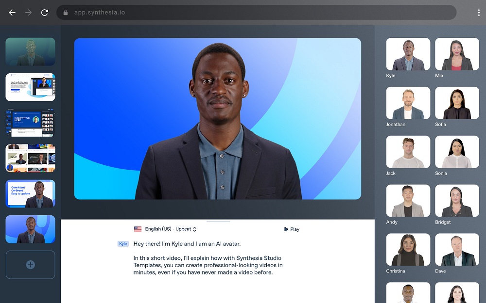 مولد فيديو ذكاء اصطناعي Synthesia