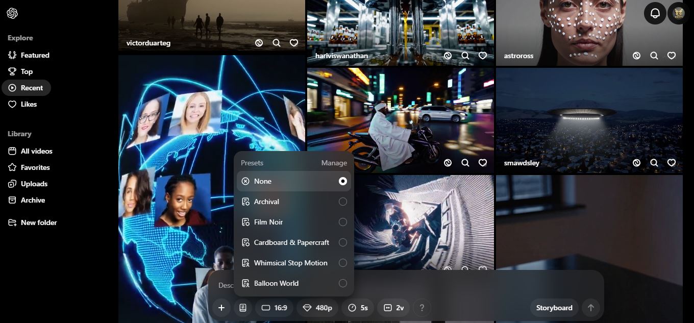 إمكانية ضبط الإعدادات المسبقة للفيديو