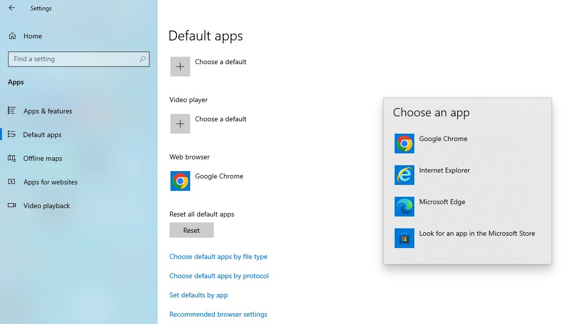 تغيير المتصفح الافتراضي بعد تثبيت ويندوز