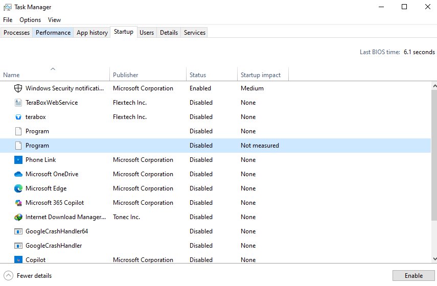 تعطيل تطبيقات بدء التشغيل غير الضرورية من مدير المهام بعد تثبيت ويندوز