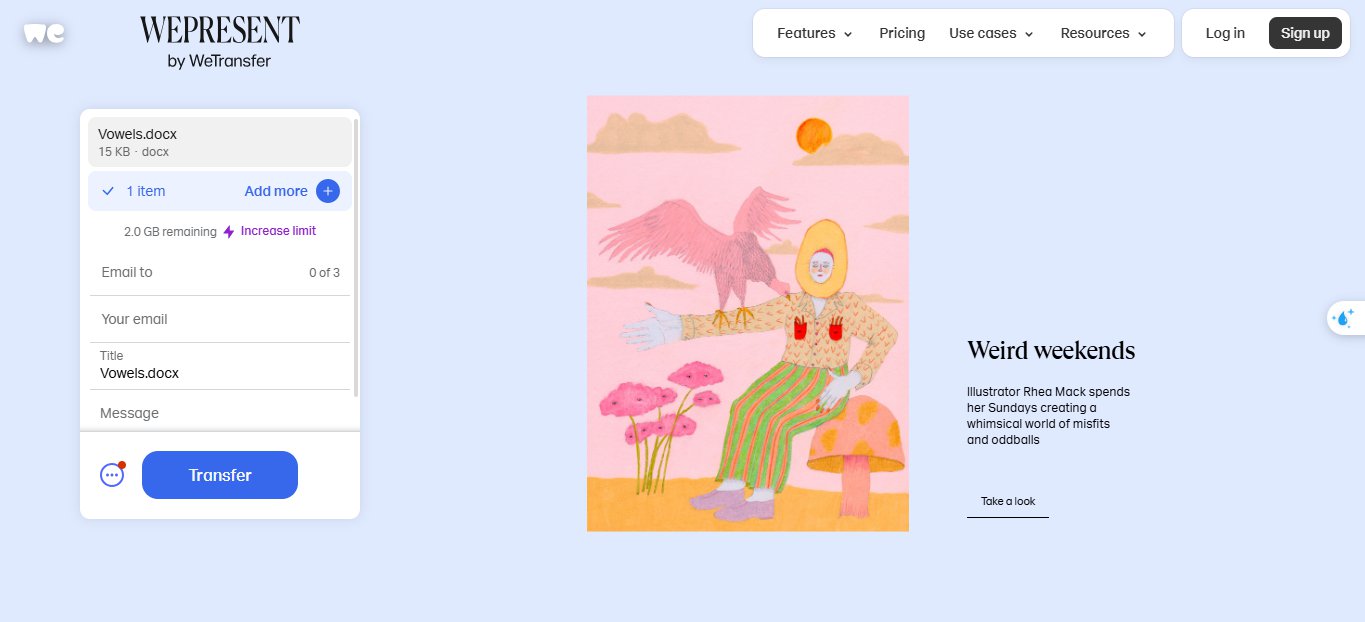إرسال ملفات ضخمة باستخدام موقع WeTransfer