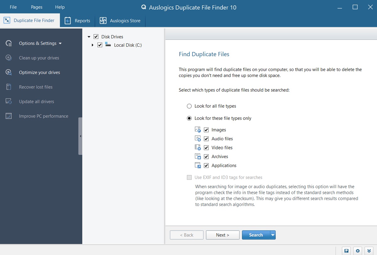 برنامج Auslogics Duplicate File Finder