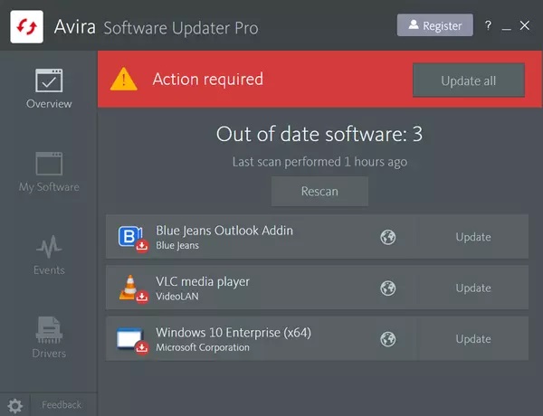 برنامج Avira Software Updater