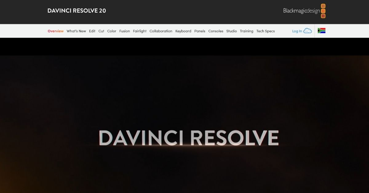 صورة توضح واجهة برنامج DaVinci Resolve 20 مع شعار البرنامج.