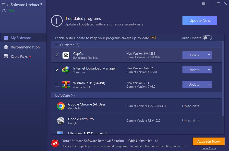برنامج IObit Software Updater