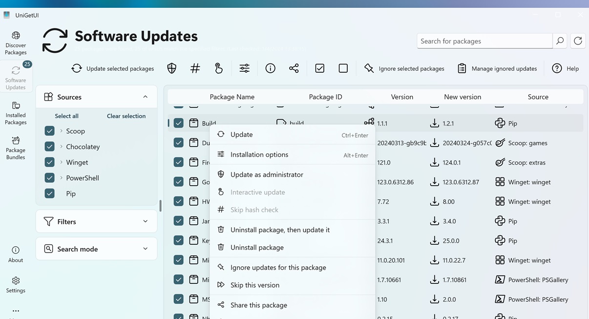 برنامج UniGetUI