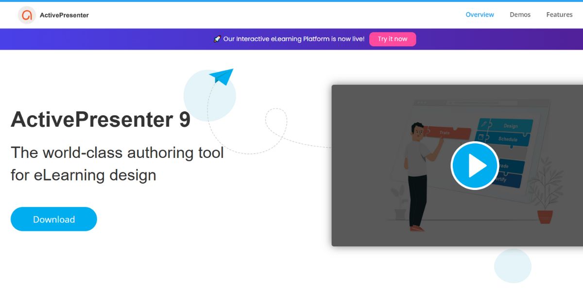 صفحة تحميل برنامج ActivePresenter لإنشاء دروس إلكترونية.