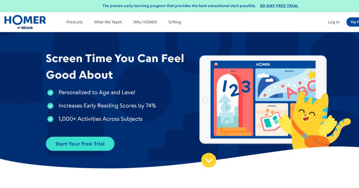 : برنامج HOMER: برامج أطفال تعليمية يوفر تجربة تعليمية مبكرة وشاملة.