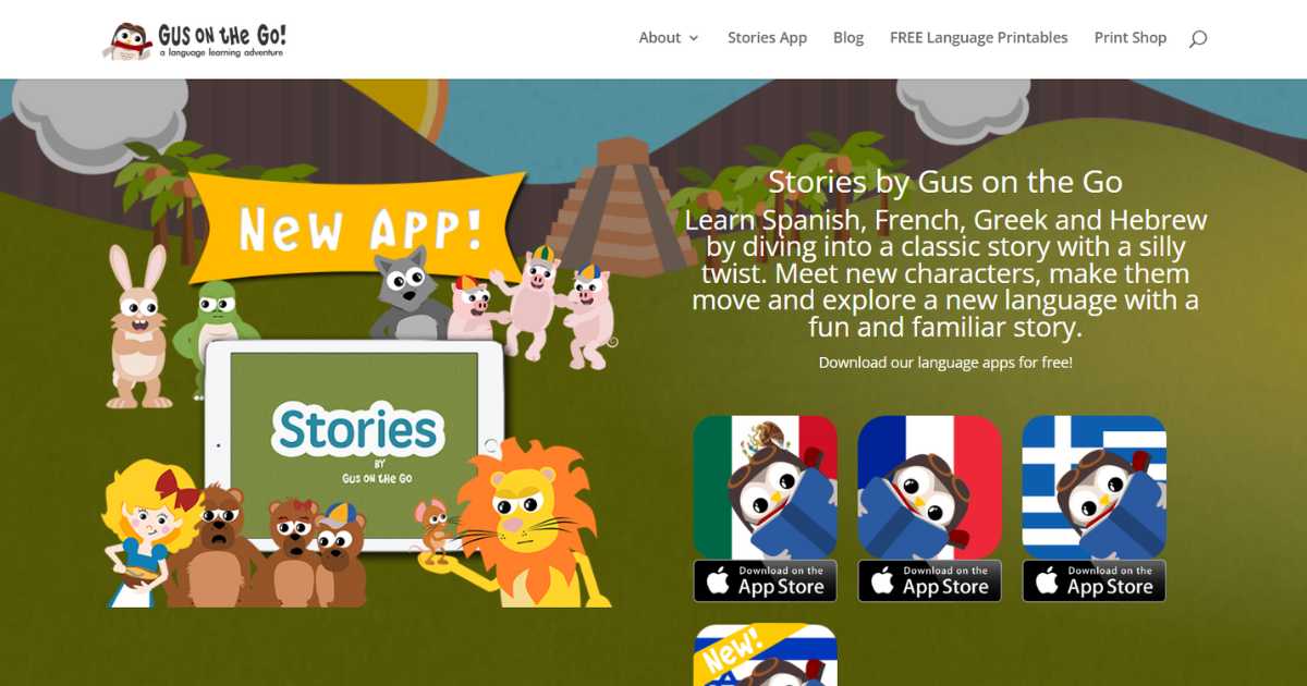 تطبيق Gus on the Go: برنامج أطفال تعليمي لتعلم اللغات بطريقة ممتعة.