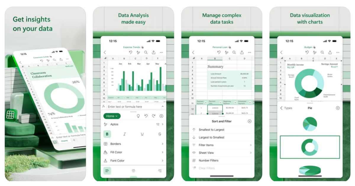 تطبيق Excel من مايكروسوفت يعرض جداول ورسوم بيانية على الهاتف
